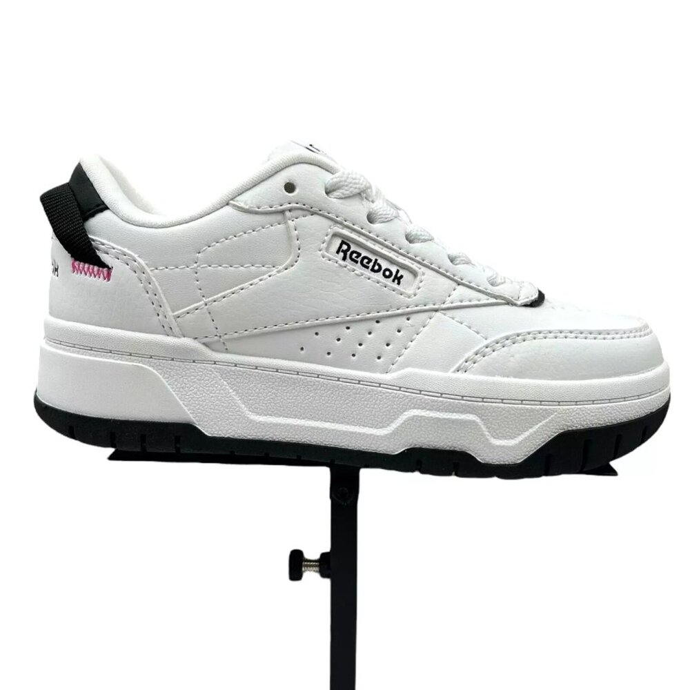 Reebok Tech Geo Little Girls Athletic Sneakers Size 11 White/Black Lace up Shoes